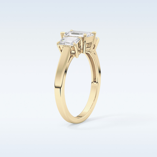 Elegant 1.02 CT Three Stones Engagement Ring Featuring Emerald Moissanite