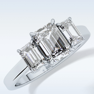 Elegant 1.02 CT Three Stones Engagement Ring Featuring Emerald Moissanite