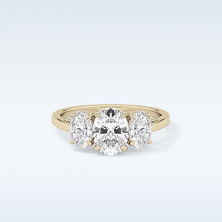 Elegant 0.91 CT Three Stones Engagement Ring Featuring Oval Moissanite