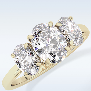 Elegant 0.91 CT Three Stones Engagement Ring Featuring Oval Moissanite