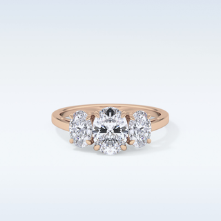 Elegant 0.91 CT Three Stones Engagement Ring Featuring Oval Moissanite