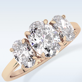 Elegant 0.91 CT Three Stones Engagement Ring Featuring Oval Moissanite