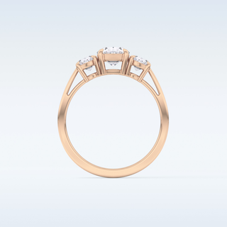 Elegant 0.91 CT Three Stones Engagement Ring Featuring Oval Moissanite