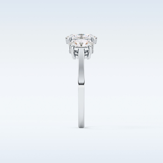 Elegant 0.91 CT Three Stones Engagement Ring Featuring Oval Moissanite