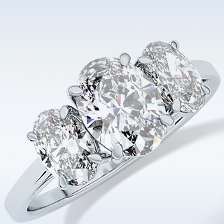 Elegant 0.91 CT Three Stones Engagement Ring Featuring Oval Moissanite