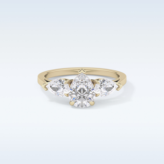 Elegant 0.81 CT Three Stones Engagement Ring Featuring Pear Moissanite