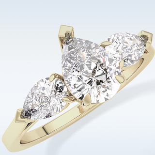 Elegant 0.81 CT Three Stones Engagement Ring Featuring Pear Moissanite