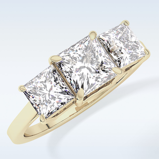 Elegant 1.04 CT Three Stones Engagement Ring Featuring Princess Moissanite