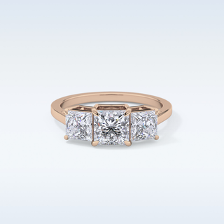 Elegant 1.04 CT Three Stones Engagement Ring Featuring Princess Moissanite
