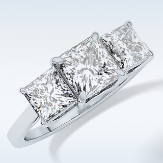 Elegant 1.04 CT Three Stones Engagement Ring Featuring Princess Moissanite