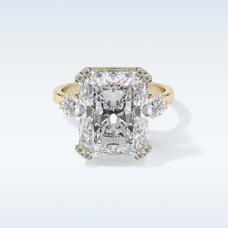 Elegant 10.45 CT Three Stones Engagement Ring Featuring Radiant Moissanite