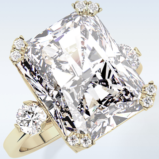 Elegant 10.45 CT Three Stones Engagement Ring Featuring Radiant Moissanite
