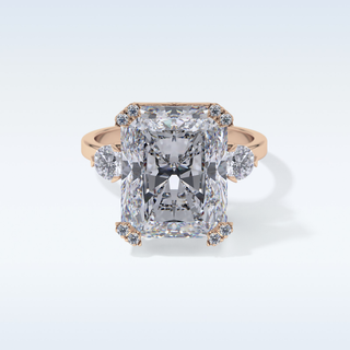Elegant 10.45 CT Three Stones Engagement Ring Featuring Radiant Moissanite