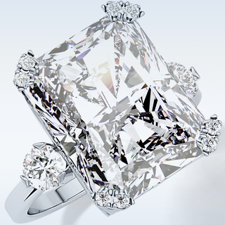 Elegant 10.45 CT Three Stones Engagement Ring Featuring Radiant Moissanite
