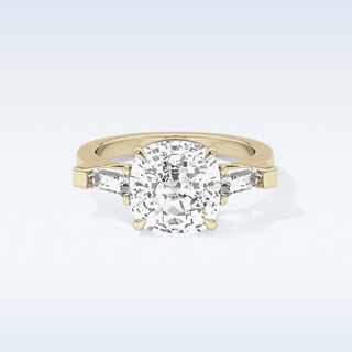 Elegant 5.54 CT Three Stones Engagement Ring Featuring Cushion Moissanite