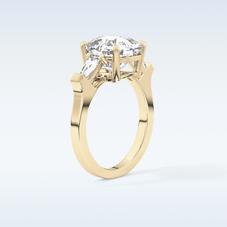 Elegant 5.54 CT Three Stones Engagement Ring Featuring Cushion Moissanite