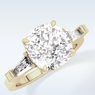 Elegant 5.54 CT Three Stones Engagement Ring Featuring Cushion Moissanite
