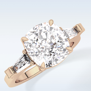 Elegant 5.54 CT Three Stones Engagement Ring Featuring Cushion Moissanite