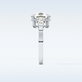 Elegant 5.54 CT Three Stones Engagement Ring Featuring Cushion Moissanite