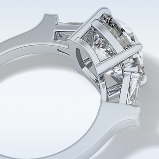 Elegant 5.54 CT Three Stones Engagement Ring Featuring Cushion Moissanite