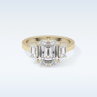 Elegant 2.56 CT Three Stones Engagement Ring Featuring Emerald Moissanite