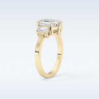 Elegant 2.56 CT Three Stones Engagement Ring Featuring Emerald Moissanite