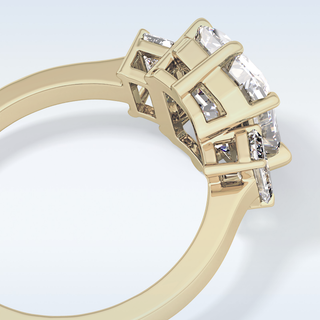 Elegant 2.56 CT Three Stones Engagement Ring Featuring Emerald Moissanite