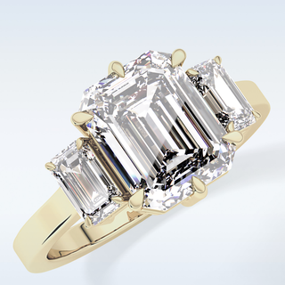 Elegant 2.56 CT Three Stones Engagement Ring Featuring Emerald Moissanite