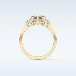 Elegant 2.56 CT Three Stones Engagement Ring Featuring Emerald Moissanite