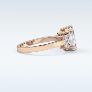 Elegant 2.56 CT Three Stones Engagement Ring Featuring Emerald Moissanite