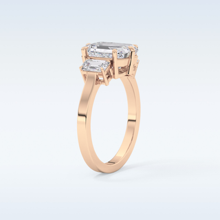 Elegant 2.56 CT Three Stones Engagement Ring Featuring Emerald Moissanite