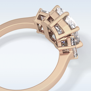 Elegant 2.56 CT Three Stones Engagement Ring Featuring Emerald Moissanite