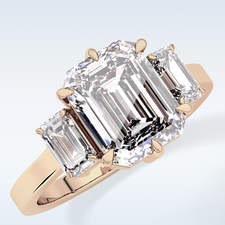 Elegant 2.56 CT Three Stones Engagement Ring Featuring Emerald Moissanite