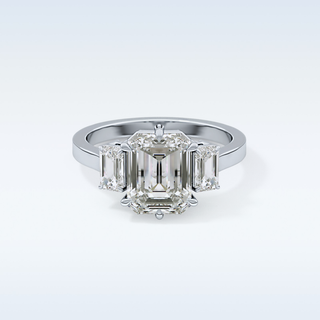 Elegant 2.56 CT Three Stones Engagement Ring Featuring Emerald Moissanite