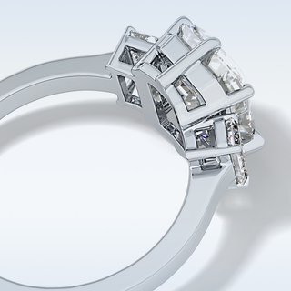Elegant 2.56 CT Three Stones Engagement Ring Featuring Emerald Moissanite