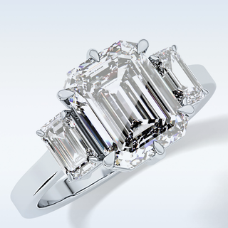 Elegant 2.56 CT Three Stones Engagement Ring Featuring Emerald Moissanite