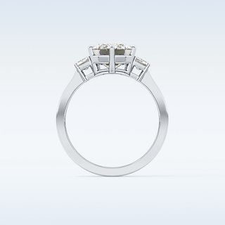 Elegant 2.56 CT Three Stones Engagement Ring Featuring Emerald Moissanite