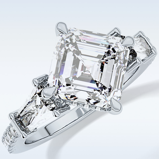 2.86 CT Cluster Engagement Ring Featuring Asscher Moissanite 3