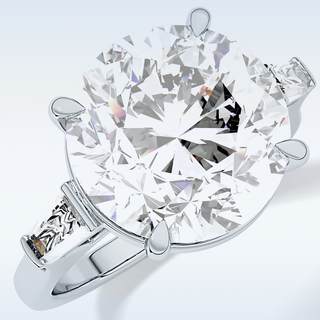 Elegant 7.49 CT Three Stones Engagement Ring Featuring Round Moissanite