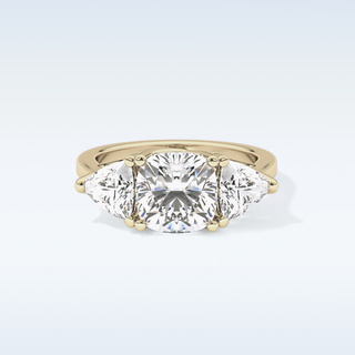 Elegant 2.78 CT Three Stones Engagement Ring Featuring Cushion Moissanite