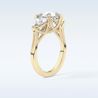 Elegant 2.78 CT Three Stones Engagement Ring Featuring Cushion Moissanite