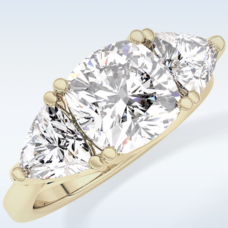 Elegant 2.78 CT Three Stones Engagement Ring Featuring Cushion Moissanite