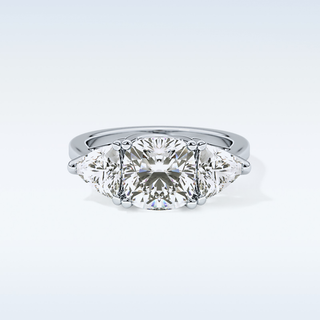 Elegant 2.78 CT Three Stones Engagement Ring Featuring Cushion Moissanite