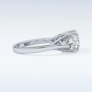 Elegant 2.78 CT Three Stones Engagement Ring Featuring Cushion Moissanite