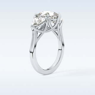 Elegant 2.78 CT Three Stones Engagement Ring Featuring Cushion Moissanite