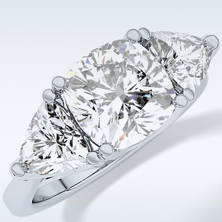 Elegant 2.78 CT Three Stones Engagement Ring Featuring Cushion Moissanite