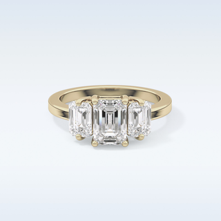 Elegant 1.25 CT Three Stones Engagement Ring Featuring Emerald Moissanite