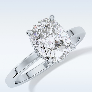 1.94 CT Hidden Halo Engagement Ring Featuring Cushion Moissanite