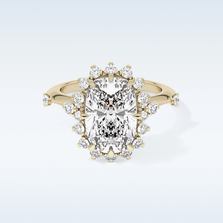 4.05 CT Halo Engagement Ring Featuring Cushion Moissanite