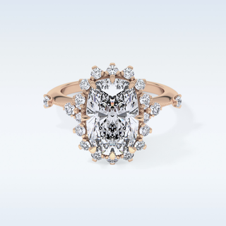 4.05 CT Halo Engagement Ring Featuring Cushion Moissanite